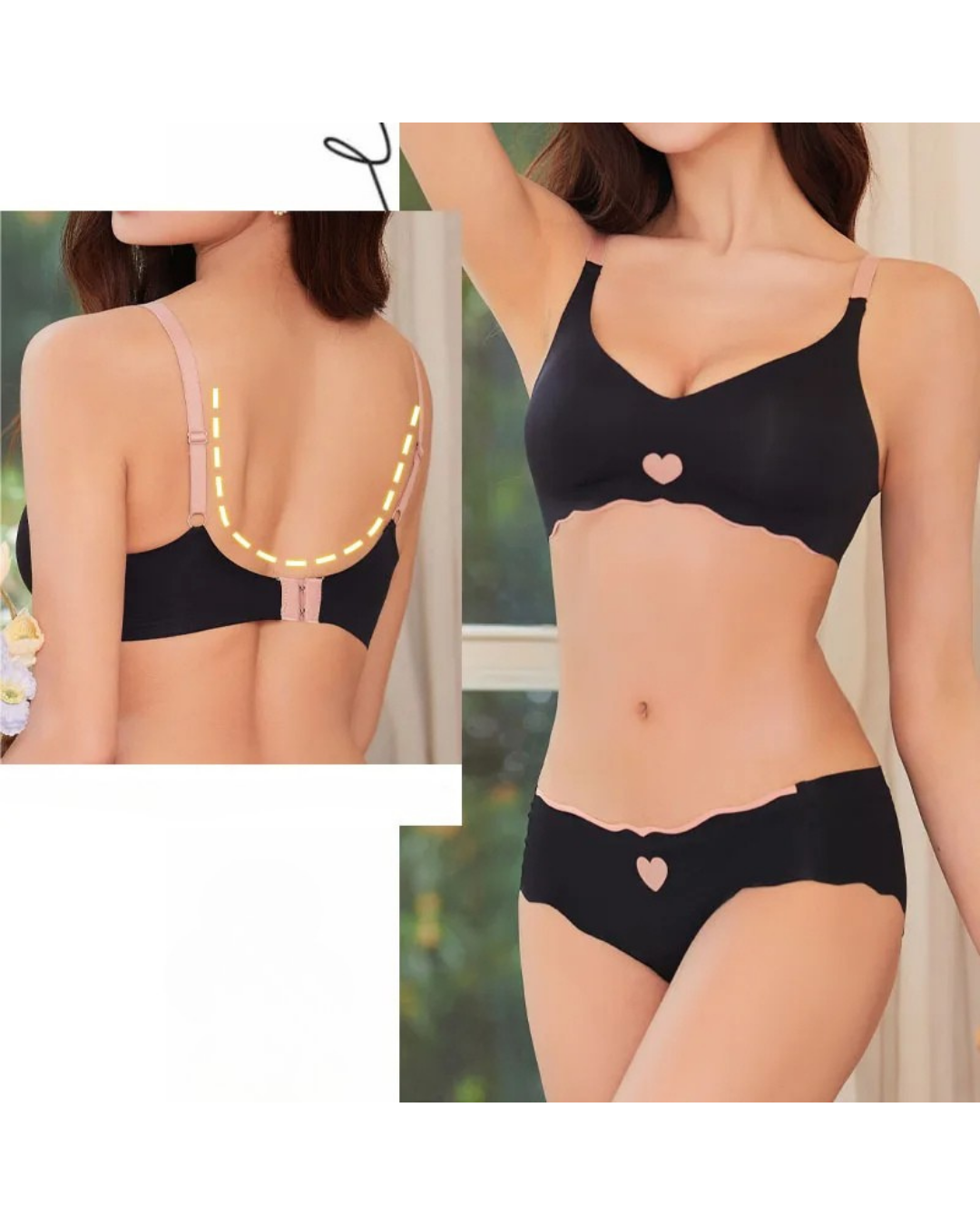 Buz İpek Sütyen Dikişsiz Push-Up Kalp Tarz Özel Seri